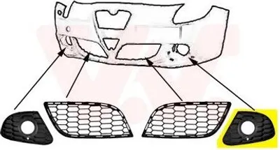 Produktbild von VAN WEZEL Lüftungsgitter Grill Stoßfänger für ALFA ROMEO GIULIETTA (940) mit Loch/Löchern für Nebellampen