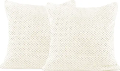 Produktbild von 2 Stück Kissenhüllen Fleece kuschelig weich zarte Prägung Creme