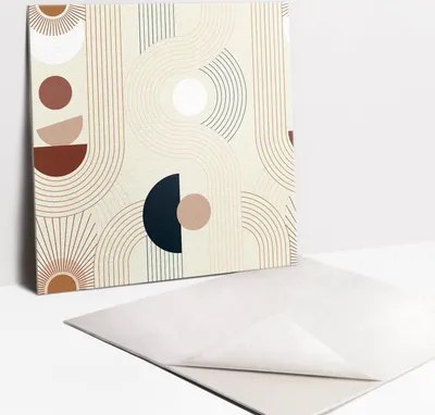 Produktbild von Fliesenaufkleber Set - 9 Stück Selbstklebende PVC Fliesen-Designs - Für Bad und Küche 30 x 30 - Boho geometrische Formen