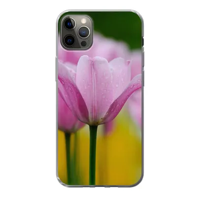 Produktbild von MuchoWow® Handyhülle Schutzhülle Hülle für iPhone 12 Pro Max Blumen - Tulpen - Rosa Silikon Softcase Handy Hülle - Hartschale
