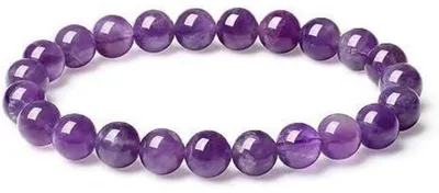 Image de Bracelet en cristal d'améthyste, pierres naturelles, perles de 8 mm, élastique, longueur 19 cm