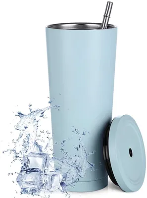 Produktbild von 750ml / 25oz Edelstahl-Reisebecher mit Strohhalm und auslaufsicherem Deckel, umweltfreundliche wiederverwendbare Flasche Kaffeetasse Vakuumisolierte Tasse für eiskaltes oder warmes Trinken