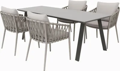 Produktbild von LC Garden Gartenset 5tlg. Gartentisch Sunrest 180x100cm + 4 Gartenstühle Aluminium | Rope | Polyrattan