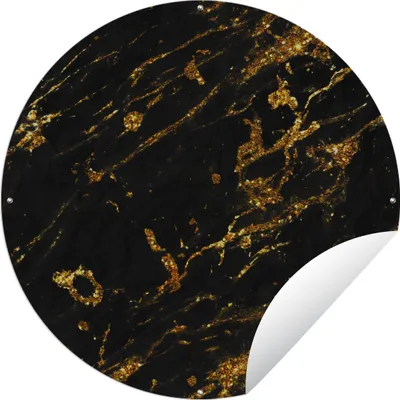 Produktbild von MuchoWow® Gartenposter Outdoor-Poster Rund Marmor - Gold - Glitter Ø 90 cm Gartendeko Rundes Poster draußen