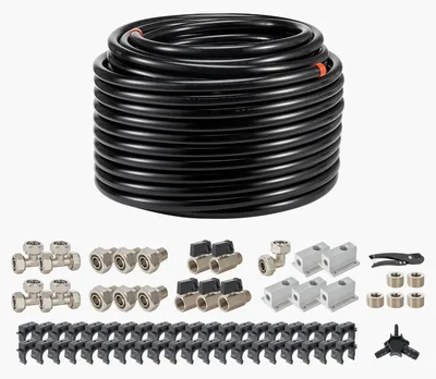 Obrázok produktu pre VEVOR sada hadíc na stlačený vzduch, 60,96 m x 19,05 mm, hadica na stlačený vzduch, HDPE, ľahko inštalovateľná sada hadíc na stlačený vzduch pre garáž, dielňu, čierna