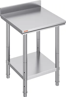 Obrázok produktu pre VEVOR Pracovná doska z nehrdzavejúcej ocele 60 cm x 60 cm Stôl na prípravu potravín s podstavcom na prípravu jedál, šitie, pranie, ručné práce, použitie v garáži atď.