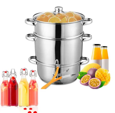 Produktbild von Ikodm Dampfentsafter Edelstahl Saftpresse  8L Entsafter Induktion Obst Presse Fruchtentsafter Dampf-Entsafter