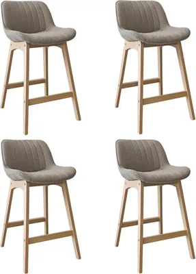 Image de Lot de chaises MILK d'îlot et bar en chêne et assise tissu bouclette 65cm