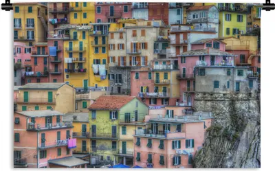 Produktbild von MuchoWow® Wandteppich Wandbehang Die Farben der Häuser in Cinque Terre 60x40 cm Tapisserie Dekoration Wandtuch - Wanddekorationen