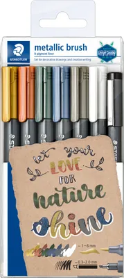 Image de STAEDTLER Marker Metallic & white brush 6 St.& 1 pigm.