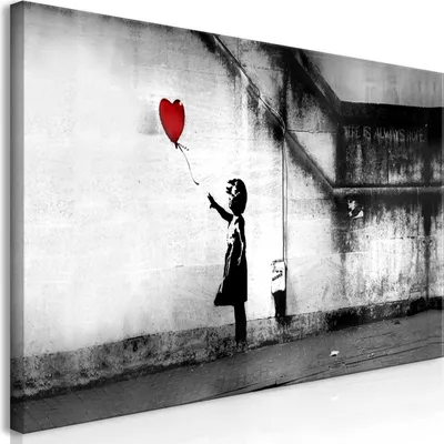 Produktbild von Wandbild Mega XXXL Banksy 250x125 cm Einteiliger XXL-Format Kunstdruck zur Selbstmontage Leinwandbilder moderne Bilder DIY Wanddekoration Wohnung Deko Mädchen mit Ballon i-C-0113-ak-e
