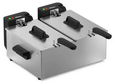 Imagen del producto de Freidora de acero inoxidable, 2 cubetas de 3 litros, 3600W, color plateado - Tristar - FR9342