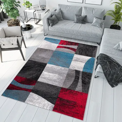 Obrázok produktu pre Koberec Obývačka Spálňa Krátky vlas Moderný dizajn Sivá Modrá Červená Melírovaná ÖKOTEX 140 x 190 cm