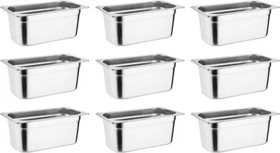 Produktbild von Vogue GN-Behälter Set 9 x GN1/3 100mm | Edelstahl | 9 Behälter