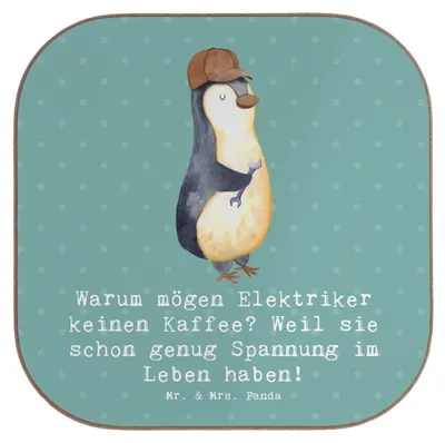 Produktbild von Mr. & Mrs. Panda Holzuntersetzer Elektriker Witz - Meeresbrise - Geschenk, Tassenuntersetzer, Coaster, Kaffee, Elektroniker, Berufsgestaltung, Beruf, Geschenke, Handwerk