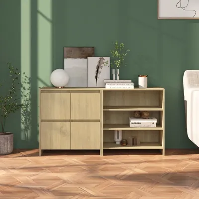 Produktbild von vidaXL 2-tlg. Sideboard Sonoma-Eiche Holzwerkstoff
