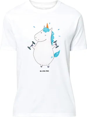 Produktbild von Mr. & Mrs. Panda Größe M T-Shirt Einhorn Fitness - Weiß - Geschenk, Einhörner, Tshirt, mit Spruch, Fitnessstudio, Unicorn, Herren, Shirt, Gym, Sport