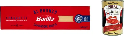 Produktbild von 10x Spaghetti al Bronzo Bronze Gezogene Pasta 400g Rohe Verarbeitungsmethode + Italian Gourmet polpa 400g