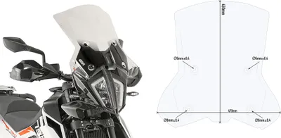 Productafbeelding van Givi windscherm 7710DTG, transparant, voor KTM - 395 mm x 470 mm, met ABE-certificaat