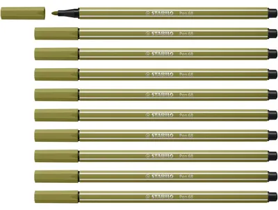 Image de Feutre STABILO Premium - Pen 68 - Lot de 10 - vert boue