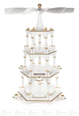 Produktbild von Pyramide unbestückt weiß, 3-stöckig, für Kerzen d=14mm Breite x Höhe x Tiefe 35 cmx50 cmx35 cm NEU
