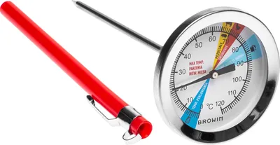 Produktbild von Thermometer für 1,5 kg 3kg Schinkenkochtopf 12,5cm Analog Bratenthermometer mit Etui 100601 0-120 °C Garthermometer aus Edelstahl
