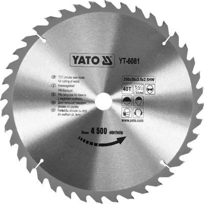 Produktbild von Yato YT-6081, Kunststoff, Holz, 35 cm, 3 cm, Hartmetall-bestücktes Wolfram (TCT), 2,5 mm, 4500 RPM