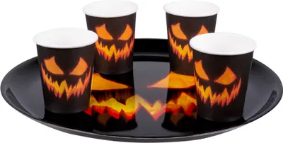 Imagen del producto de Tableta decorativa con forma de calabaza espeluznante, 34,5 cm