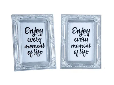 Produktbild von 2er Set Fotorahmen 10x15 Silber Fotoaufsteller Barock Shabby Chic Antik Einzelrahmen Portraitrahmen