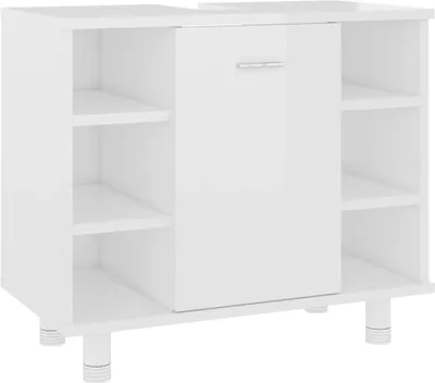 Zdjęcie produktu dla vidaXL Szafka łazienkowa biały wysoki połysk 60x32x53,5 cm materiał drewnopochodny