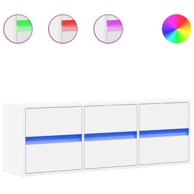Image de vidaXL Armoire TV murale avec éclairage LED blanc 130x31x45 cm
