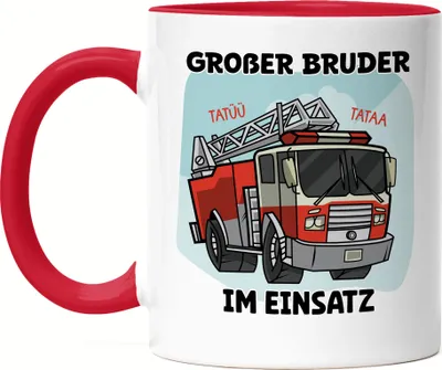 Produktbild von Großer Bruder Tasse Rot Feuerwehrmann Feuerwehr Beschützer Retter Geschwister Liebe Familie Geborgenheit