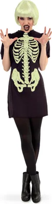 Produktbild von Skelett Horror Kleid Nachtleuchtend Gr. M Halloween Karneval Fasching Party