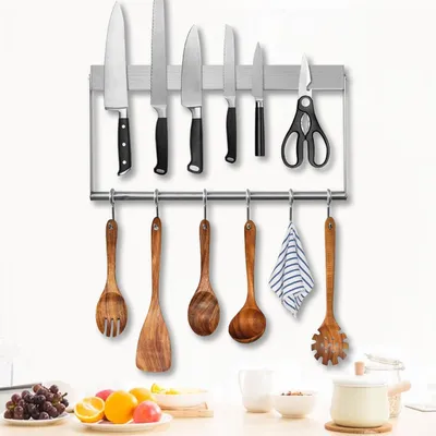 Obrázok produktu pre Magnetická kuchynská lišta 40 cm, 6 háčikov, nehrdzavejúca oceľ, pre kuchyňu