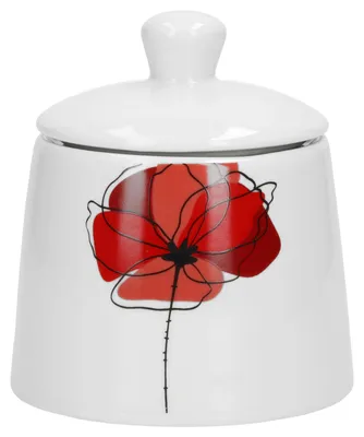 Obrázek produktu pro Cukřenka Monika 250-300ml Ø90mm H100mm kulatá s víčkem makově červená porcelánové nádobí Gastro