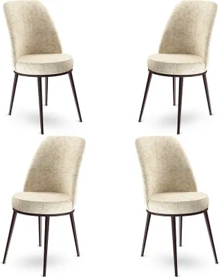 Produktbild von Skye Decor, Dexa - Cream, Brown, Stuhlset (4 Stück), 100 % METALL, Creme, 45 x 42 x 89 cm