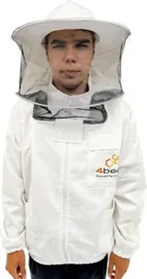 Produktbild von 4BEE Imkerjacke, Imkeranzug mit Atmungsnetz, Atmungsaktiv, Bienen, Insekten, Schutzkleidung mit Abnehmbarem Hut - M