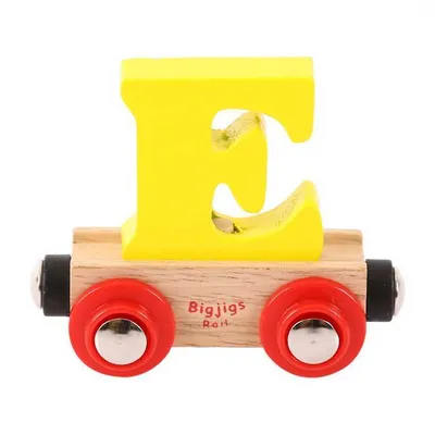 Image de Bigjigs Rail Wagon Train en bois - Lettre E