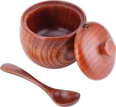 Immagine prodotto di Contenitore in legno per il- Barattolo pered erbe aromatiche con coperchio - Barattolo per erbe aromatiche, contenitore per lo zucchero - Barattolo per il pepe, contenitore per la conservazione
