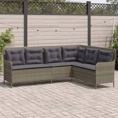 Produktbild von ZMH Gartensofa in L-Form mit Kissen Grau Poly Rattan