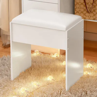Immagine prodotto di Tavolino da trucco con sgabello, legno, bianco, 43 x 40 x 24 cm