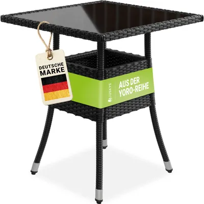 Produktbild von Juskys Polyrattan Gartentisch Yoro eckig - wetterfest 60x60 cm Outdoor Tisch - Schwarz