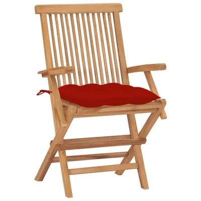 Immagine prodotto di Sedie da Giardino 2 pz con Cuscini Rossi Legno Massello di Teak