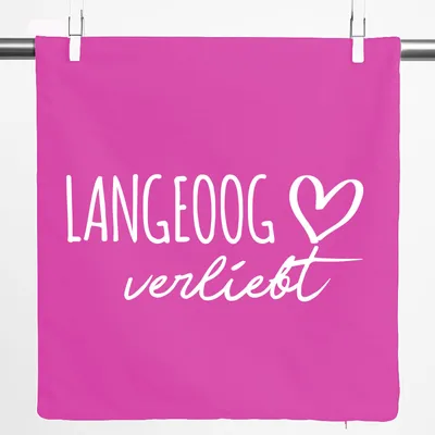 Produktbild von Huuraa Kissenbezug Langeoog verliebt 40x40cm Fuchsia Baumwolle Dekokissenbezug Geschenkidee