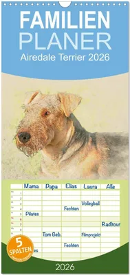 Produktbild von Familienplaner 2026 - Airedale Terrier 2026 mit 5 Spalten (Wandkalender, 21 x 45 cm) CALVENDO