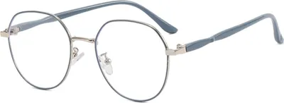 Produktbild von Anti-Blaulichtbrille im literarischen Retro-Stil mit flachem Spiegel, gefertigt aus Glas und Metall