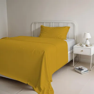 Immagine prodotto di Set di lenzuola in lino, colore naturale, giallo senape/grigio chiaro, per letto singolo