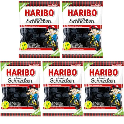 Produktbild von Lakritz-Schnecken-Gummibonbons 175 g – Haribo – 5er-Pack