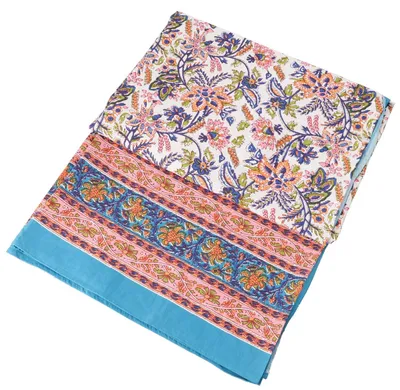 Produktbild von Handgefertigte Tagesdecke mit Blockdruck, Baumwolle, 225 x 275 cm, Blau