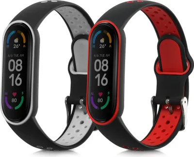 Produktbild von kwmobile 2x Sportarmband kompatibel mit Xiaomi Mi Smart Band 6 / Mi Band 6 / Band 5 Armband - Fitnesstracker Band Set aus TPU Silikon